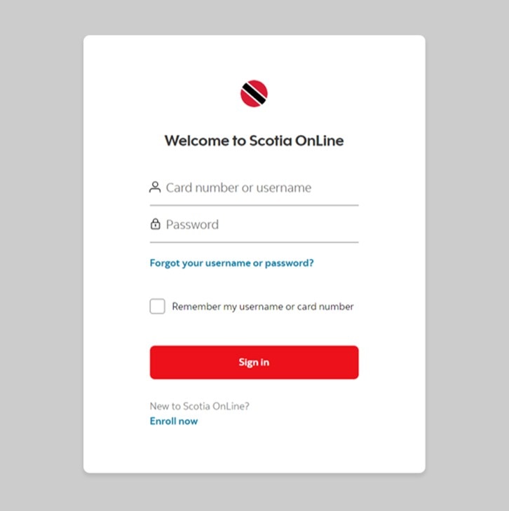 Scotiabank Online sign-in page